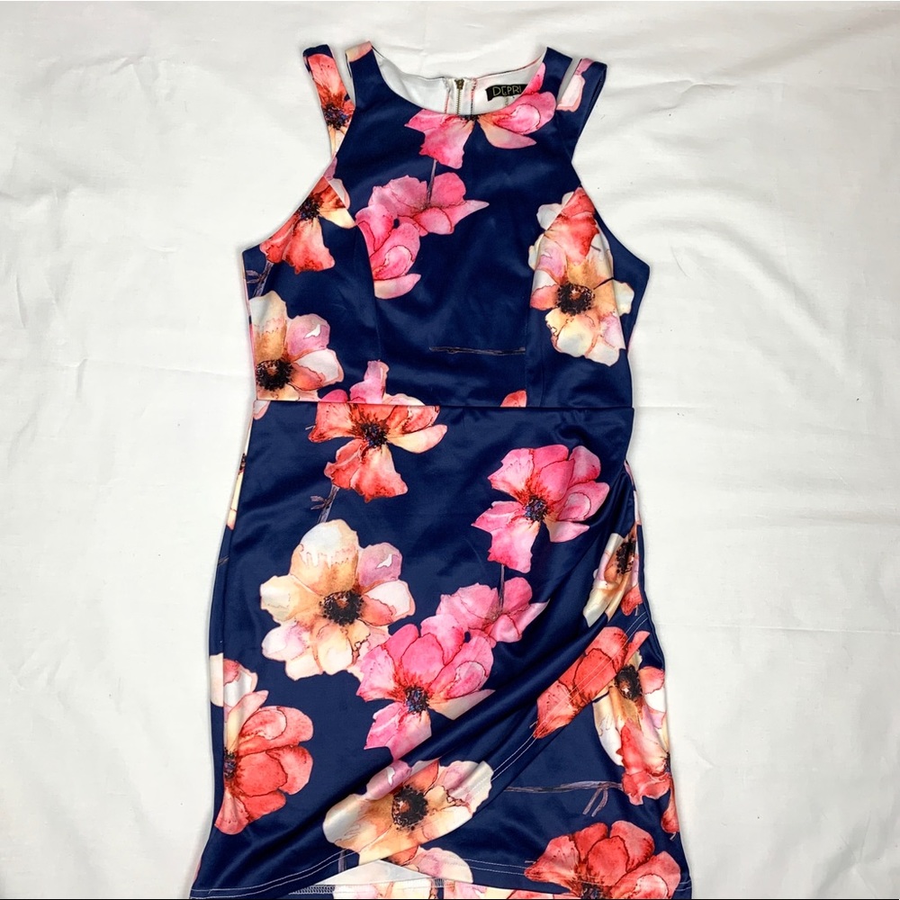 Blue Floral pink dress